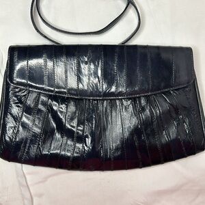 Blue Genuine Eel skin Vintage handbag. Detachable straps.